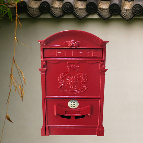 Vintage Metal Mailbox With Combination Lock Garden Ornament Coded Lock Letterbox Wall-mounted Lockable Post Box F5063 ► Photo 1/6