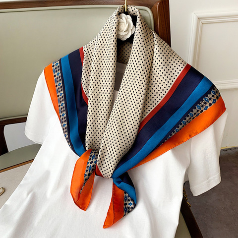 New 2022 Fashion Kerchief Small Silk Neck Scarf For Women 70*70 Hijab Scarfs Female Shawls Bags Scarves Lady Bandana Foulard ► Photo 1/6