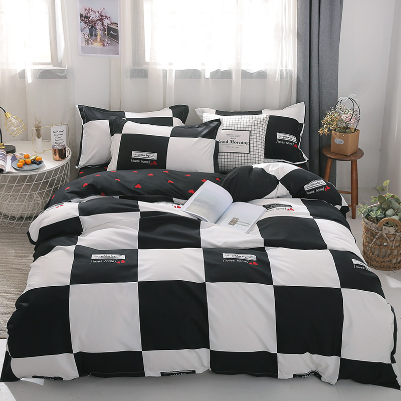 Cotton Black And White Bedding Sets, Twin Size White Bed Sheets