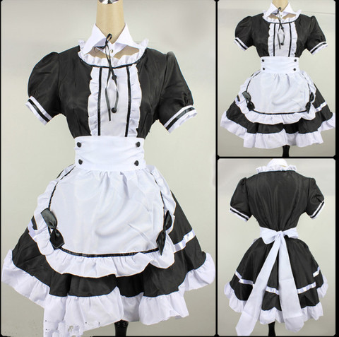 2022 Black Cute Lolita Maid Costumes French Maid Dress Girls Woman Amine Cosplay Costume Waitress Maid Party Stage Costumes ► Photo 1/3