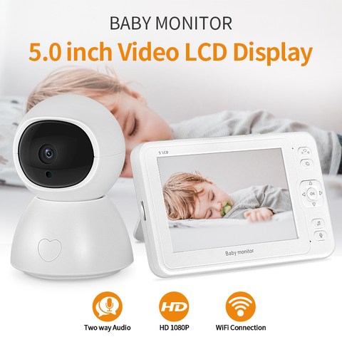 INQMEGA 1080P HD Baby Monitor Baby Video Camera 5 Inch Music Night Vision Surveillance Camera Security Babysitter Camera ► Photo 1/6