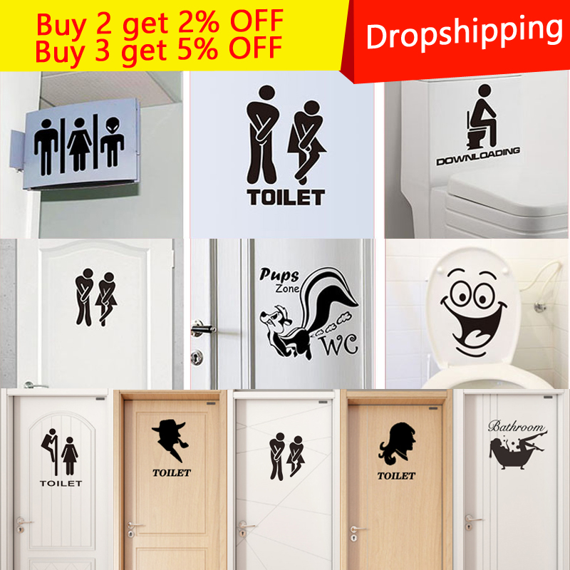 Cartoon Smile Toilet Stickers Wallpapers All-match Style Art Mural Waterproof 