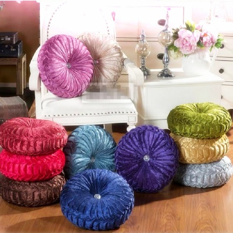 Round Pumpkin Pleated Seat Cushion Pillow Pouf Soft Velvet Comfortable Throw Home Sofa Decor 34cm ► Photo 1/6