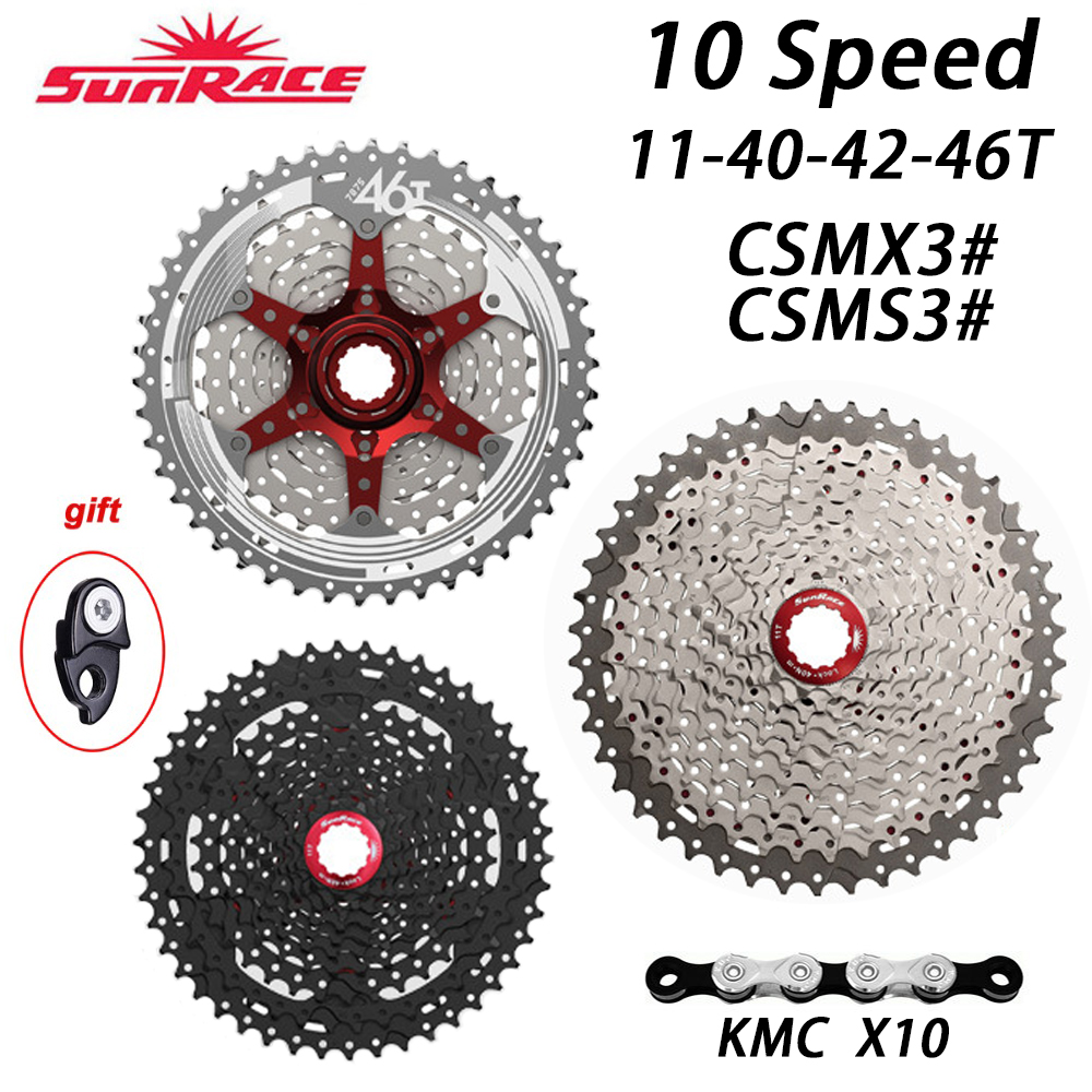 SunRace CSMX3 TAZ 10Speed 11-46T Mountain Bike Bicycle Cassette Fit Shimano SRAM 
