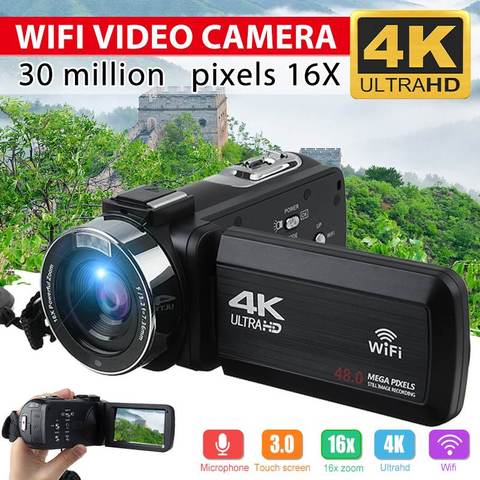 4K Video Camera Ultra HD 30MP WiFi DV Camcorder Digital Video Camera 270 Degree Rotation Touch Screen 16X Digital Zoom Camera ► Photo 1/6