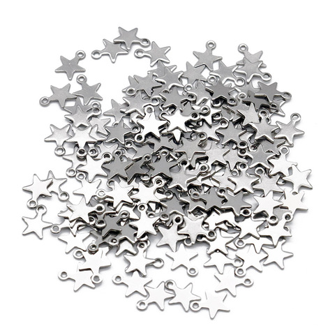 100pcs/lot 9x10mm Stainless Steel Star Charms Pendants Star Floating Charm for DIY Pendant Necklace Jewelry Making Findings ► Photo 1/6