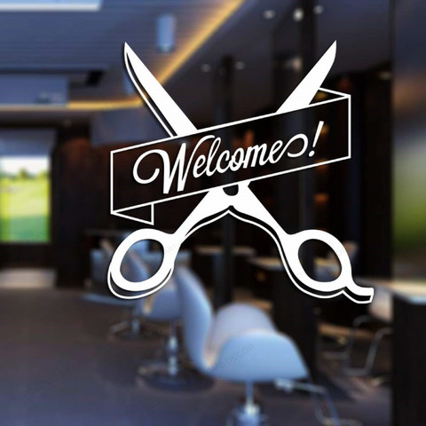 Hairdresser Sticker  Haircut Shavers barber shop Vinyl Wall  Decor Windows Decor art Mural HJ276 ► Photo 1/3