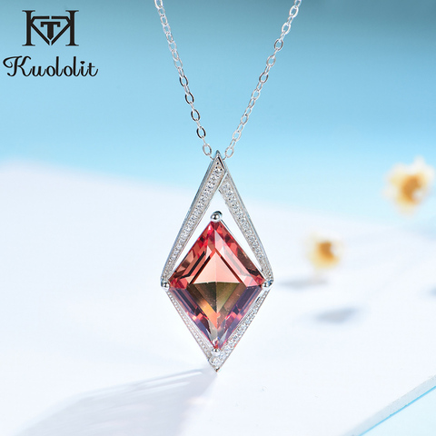 Kuololit Color changing Zultanite Gemstone Pendant For Women Solid 925 Sterling Silver rhombus necklace for Engagement Promise ► Photo 1/6