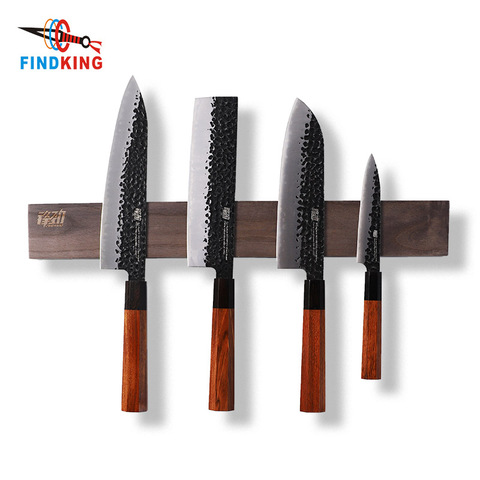 New design FINDKING Powerful Magnetic Knife Strip Handmade Acacia wood knives Holder Wall Mount Block  3pcs 12' 16' 18 inch rack ► Photo 1/6