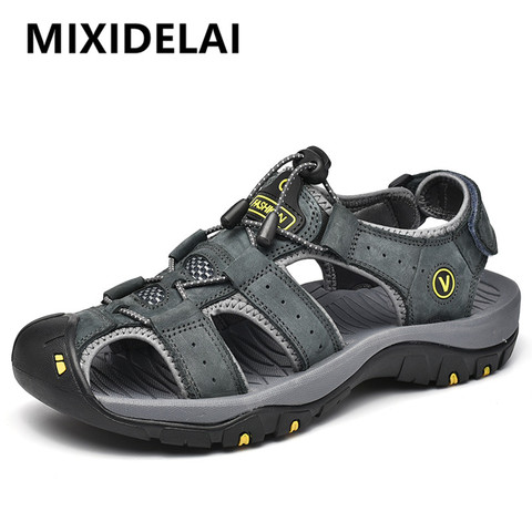 MIXIDELAI Genuine Leather Men Shoes Summer New Large Size Men's Sandals Men Sandals Fashion Sandals Slippers Big Size 38-47 ► Photo 1/6