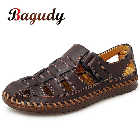 Summer Genuine Leather Men Sandals 2022 Leisure Beach Men Shoes High Quality Breathable Sandals The Men's Sandals Big size 39-47 ► Photo 1/6