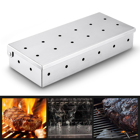 Duolvqi Creative Smoker Box Wood Chips Stainless Steel Smoke Box Portable Barbecue Supplies Durable For Camping BBQ Accessories ► Photo 1/1