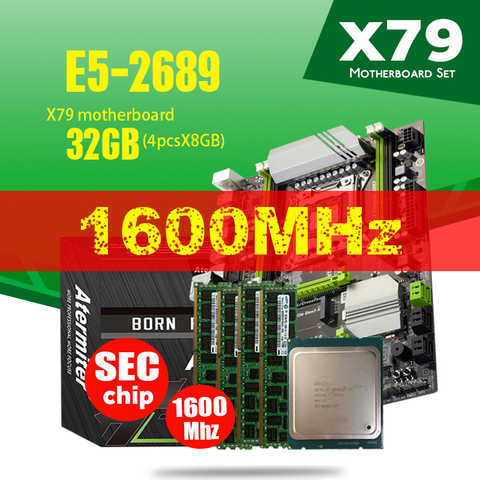Atermiter X79 Turbo Motherboard LGA2011 ATX Combos E5 2689 CPU  4pcs x 8GB = 32GB DDR3 RAM 1600Mhz PC3 12800R PCI-E NVME M.2 SSD ► Photo 1/6