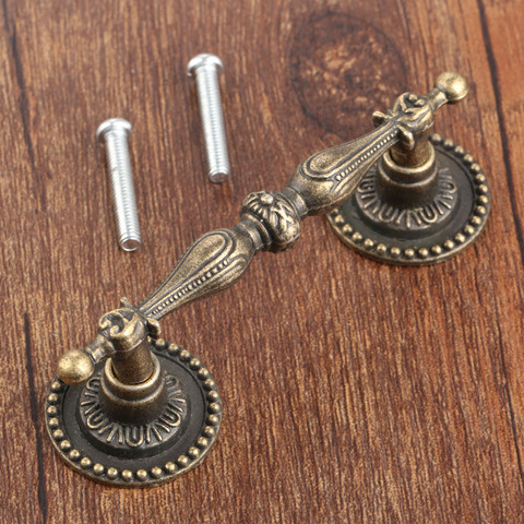 Antique Bronze Handle Vintage Pull Brass Knob 86mm*24mm Europe style Lace Cabinet Drawer Kitchen Decor Furniture Hardware ► Photo 1/6