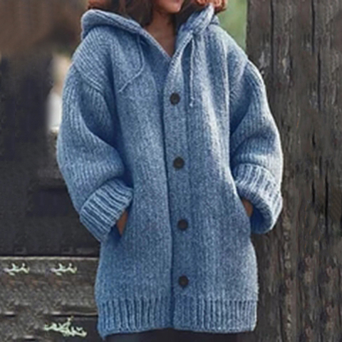 New Women's Cardigans Sweater Coat Warm Sweater Coats Loose Wool Knitted Coat Autumn Winter Women Long Cardigan Oversized Hooded ► Photo 1/5