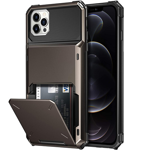 Card Slots Wallet Case For iPhone 11 12 Pro Max Mini 7 8 Plus X XS Max XR SE 2022 Cover Slide Armor Wallet Card Slots Holder ► Photo 1/1