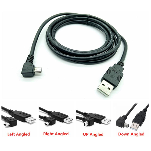 USB 2.0 to Mini USB Data Sync Cable 90 Degree Angled Elbow 5 Pin B Male to Male 0.5m 1.8m 5m Charge Charging Cord for Camera MP3 ► Photo 1/6