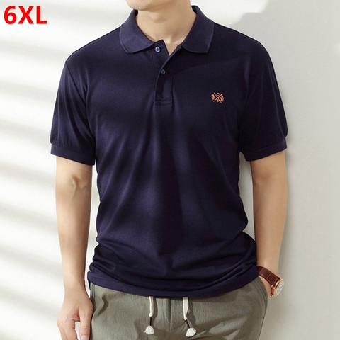 Large size cotton short-sleeved Polo Shirts male increase plus size tide Tops loose lapel was thin Polo Shirts extra large 6XL ► Photo 1/6