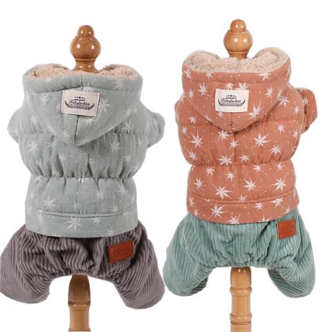 Overalls for Dogs Winter Star Corduroy Fleece Teddy Warm Fleece Dog Clothes XS S M L XL ► Photo 1/6