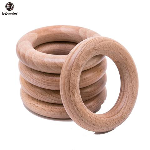 Let'S Make Beech Wooden Teether Ring 50Pc 70Mm Baby Teething Wooden Crafts Toys For Baby Rattles Wood Ring Baby Teether Stroller ► Photo 1/6