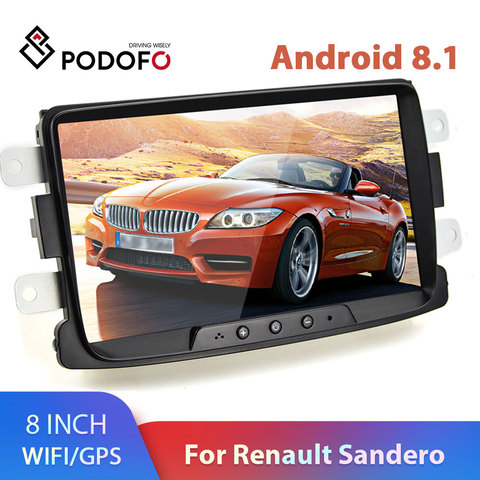 Podofo 2 Din Android 8.1 Car radio Multimedia Video Player auto Stereo GPS 8'' For Renault Sandero LOGAN II Duster Dacia DOKKER ► Photo 1/6