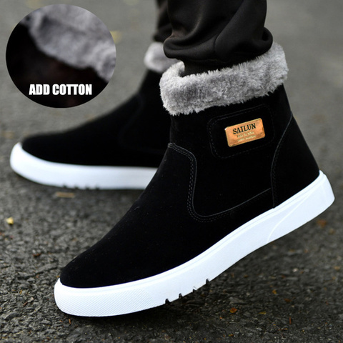 Thick Warm Cotton Boots Leather Shoes Men Winter Snow Boots High-top Men's Casual Shoes With Fur Plus Velvet Ankle Boots Male ► Photo 1/6