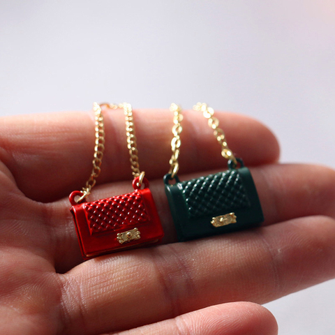 1 Pc Red/Black Metal chain pack Doll Bag Miniature Shopping Handbag for Clothes Accessories ► Photo 1/6