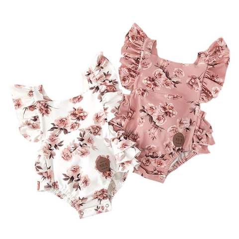 Summer Clothing Infant Newborn Baby Girl Floral Romper Girls Sleeveless Ruffled Jumpsuits With Baby Headband ► Photo 1/6