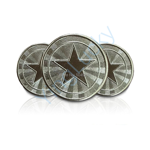 100 Pcs 25 * 1.85mm Metal Arcade Game Tokens Stainless Steel Arcade Game Coin Pentagram Crown Tokens ► Photo 1/6