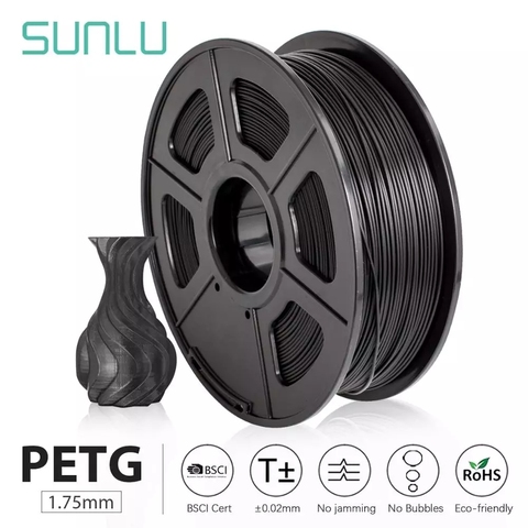 SUNLU PETG 3D Printer Filament 1.75mm Dooling Gift Material Hot Sale Black Color PETG 3D Filament Consumables 1KG/2.2LBS ► Photo 1/6