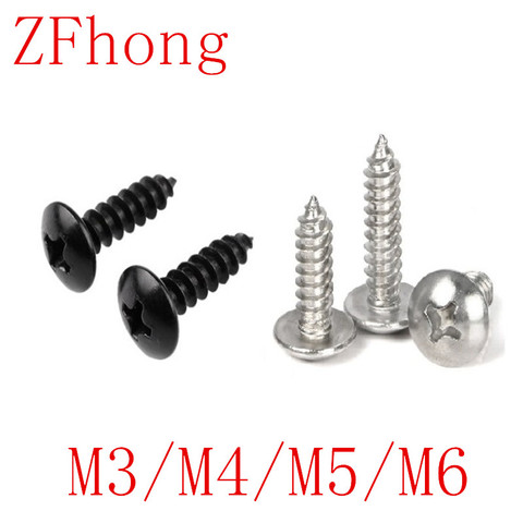 10-50pcs/lot Truss Head Self Tapping Screw m3 m4 m5 m6*L stainless steel or  black phillips Mushroom Head Self Tapping Screws ► Photo 1/1