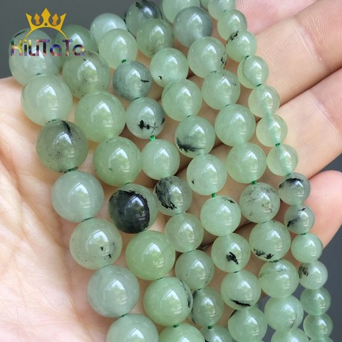 Green Prehnites Round Loose Spacer Beads For Jewelry Natural Smooth Stone Beads DIY Making Bracelet 15'' Pick Size 6 8 10mm ► Photo 1/6