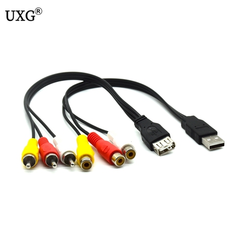 1pc USB Male Plug To 3 RCA Female Adapter Audio Converter Video AV A/V Cable USB to RCA Cable for HDTV TV Television Wire Cord ► Photo 1/6