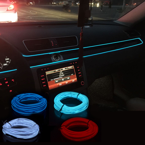 Car Interior Lighting Auto LED Strip Garland EL Wire Neon Light For Kia Rio K2 K3 Ceed Sportage 3 sorento cerato armrest optima ► Photo 1/6