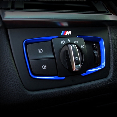 2x ABS Headlight Switch Frame Trim Adjustment Sticker For BMW F30 F31 F32 F34 3 4 ► Photo 1/6