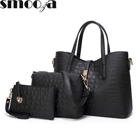 SMOOZA Women  Handbag 3pcs Woman Bag Set Fashion Female Purse and Luxury Three-Piece Shoulder Bag Tote Messenger Purse Bag ► Photo 1/6