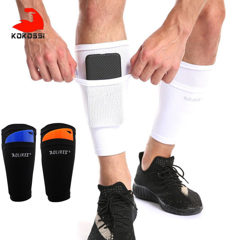 KoKossi Pair Aolikes Soccer Football Shin Guard Teens Socks Pads Professional Shields Legging Shinguards Sleeves Protective Gear ► Photo 1/6