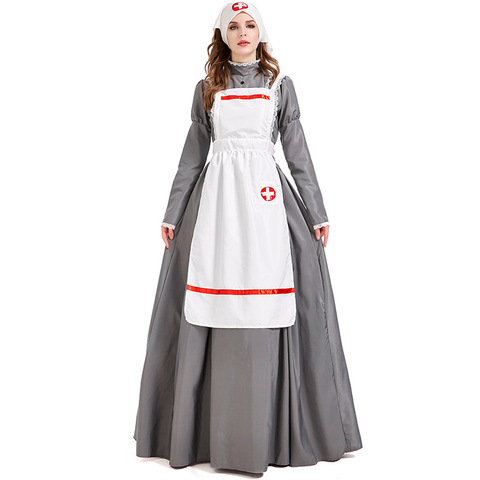 Umorden Historical Civil War Victorian Nurse Costume Uniform The Lady with the Lamp Cosplay Purim Halloween Fantasia Dress Up ► Photo 1/1