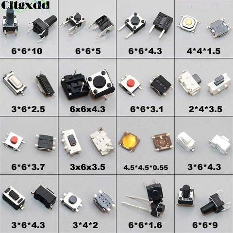 Cltgxdd 100PCS Micro Push Button Tact Switch Reset Mini Switch 2*4 3*6 4*4 6*6 SMD DIP For Repairing Automobile Remote Controlle ► Photo 1/6