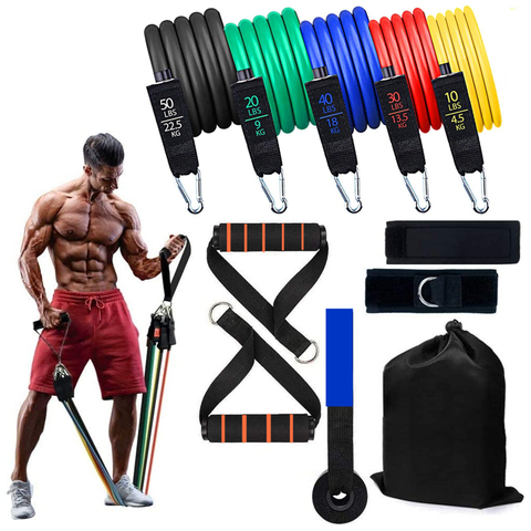 16Pcs/Set Latex Tubes Resistance Bands Home Gym Strength Training Pull Rope Yoga Tension Band Fitness Equipment for Home Gym ► Photo 1/6