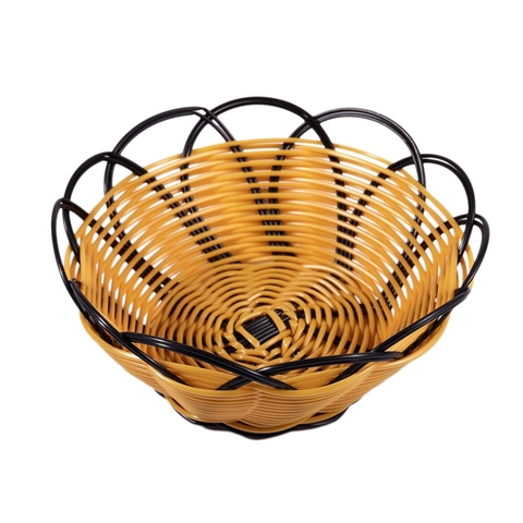 7 inch Plastic Braided Basket Fruit Vegetable Cookies Container Holder Black&orange ► Photo 1/5