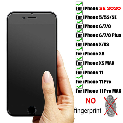 No fingerprint screen protector for iphone 8 7 6s X XR XS Max matte tempered glass on iphone 11 Pro 7 plus 5s se protective film ► Photo 1/6