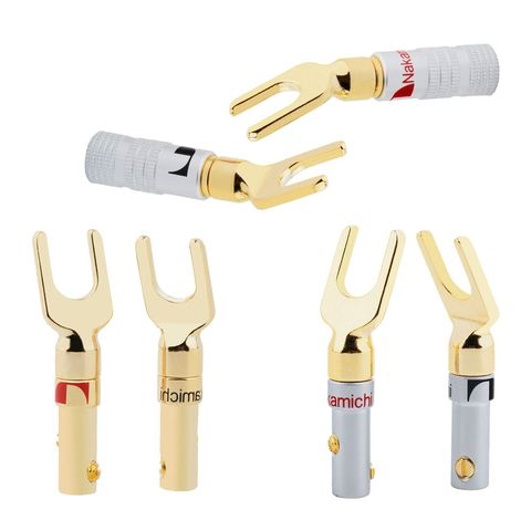New Japan Nakamichi gold plated copper grade interpolation U- type Screw Spade Banana Plug speaker cable speaker wire connectors ► Photo 1/4