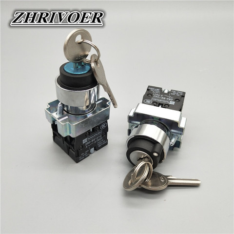 22mm XB2-BG33/XB2-BG21 3 Position/2 Position Key Select Button Switch NO/NC Metal Knob Switch Rotary Switch ► Photo 1/6