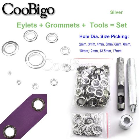 2mm-17mm 100set silver eyelet and Eyelet Punch Die Tool Set for belt buckle clothing decoration buckle hollow rivet eye button ► Photo 1/6