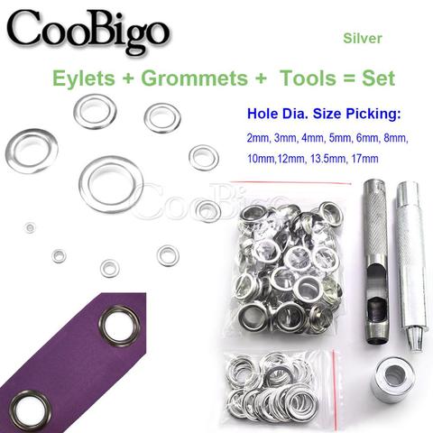 2mm-17mm 100set silver eyelet and Eyelet Punch Die Tool Set for belt buckle clothing decoration buckle hollow rivet eye button ► Photo 1/6