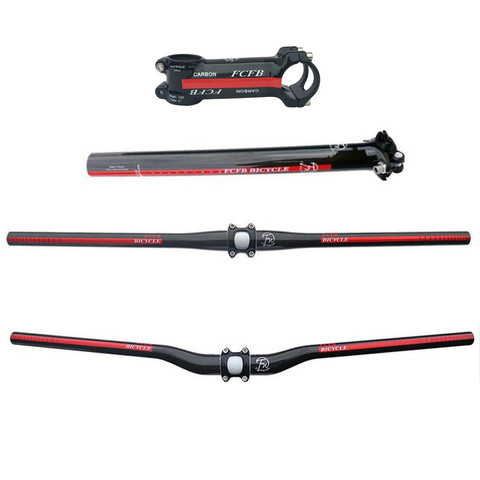 fast shipping sale FCFB  carbon handlebar set mtb bike handlebar + seatpost + stem bike parts selle carbon handlebar ► Photo 1/4