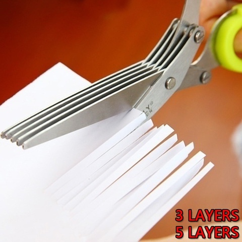 Multi-functional Stainless Steel 3/5 Layer Kitchen Scissors Pepper Shredded Chopped Scallion Cutter Laver Cut Cooking Tool ► Photo 1/5