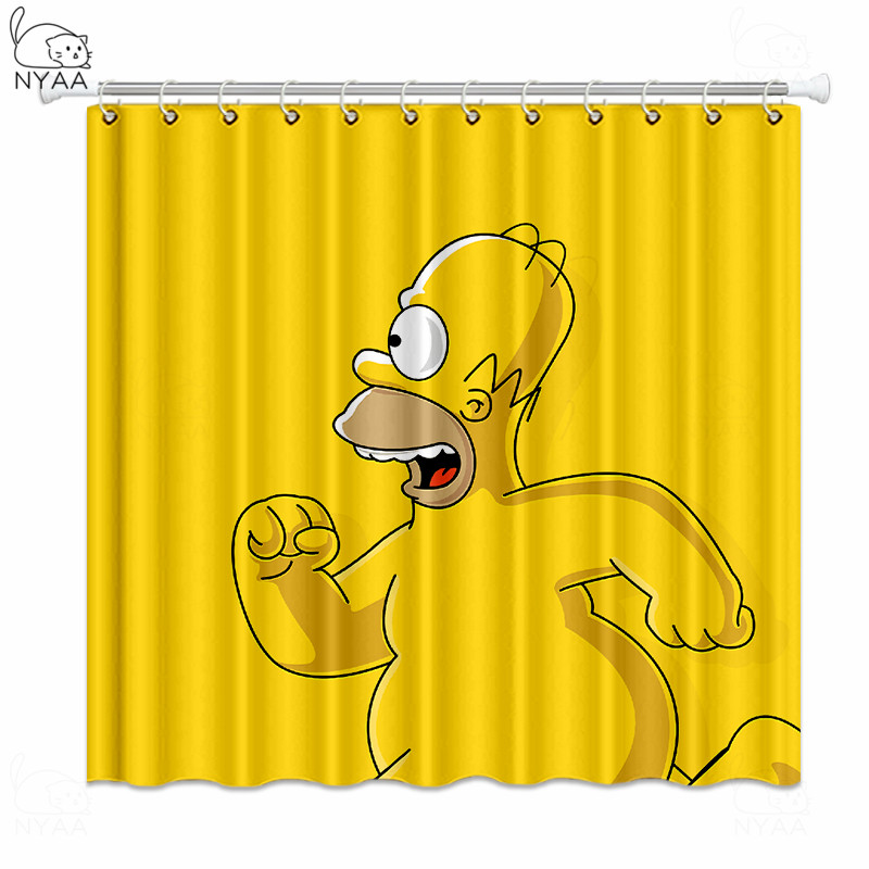 Simpsons Shower Curtain Waterproof Bath Curtains with 12 Hooks Bathroom Decor 