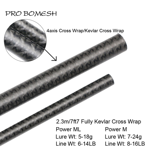 Pro Bomesh 1 Pcs 2.3M Toray Carbon ML M 2 Section Fully Kevlar Cross Wrap 4axis Cross Wrap Bass Rod Blank DIY Rod Building Blank ► Photo 1/6